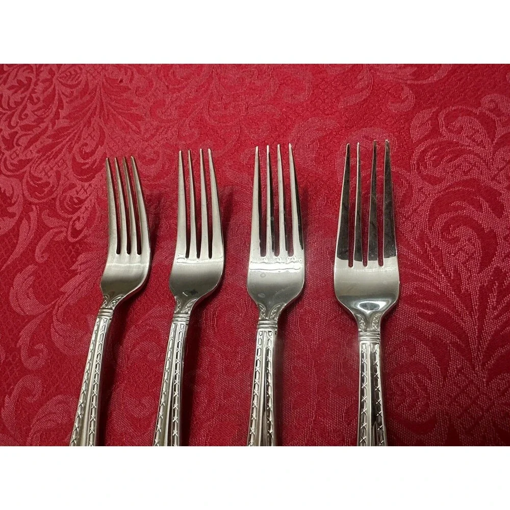 4 Hampton NOBILITY 4 Tine Dinner Forks 7 1/4” Stainless Flatware 18/10 NICE